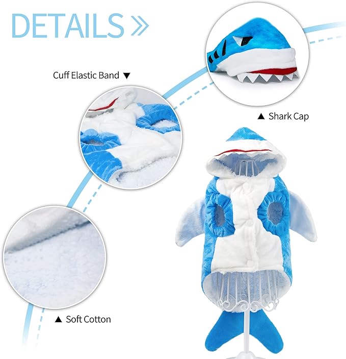 NACOCO Pet Shark Costume Clothes, Cute Christmas Dog Apparel Outfit for Large Dogs, Fall and Winter (Blue, 2XL)