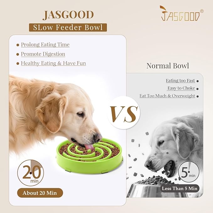 JASGOOD Slow Feeder Dogs Bowl for Large Medium Dogs,Anti-Gulping Pet Slower Food Feeding Bowls Stop Bloat,Preventing Choking Healthy Design Dogs Bowl