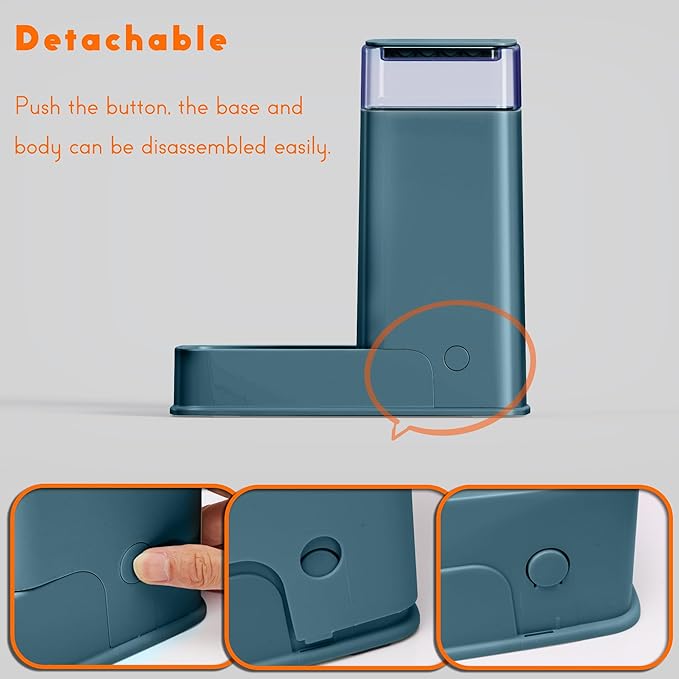 Cat Food Dispenser and Cat Water Dispenser Set with Stainless Steel Bowls Gravity Dog Feeder for Small Medium Big Cat Dog Pet Puppy Kitten, 1 Gallon x 2