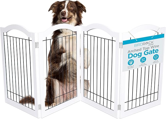 Internet's Best Wire Dog Gate with Arched Top - 4 Panel - 30" Tall - White