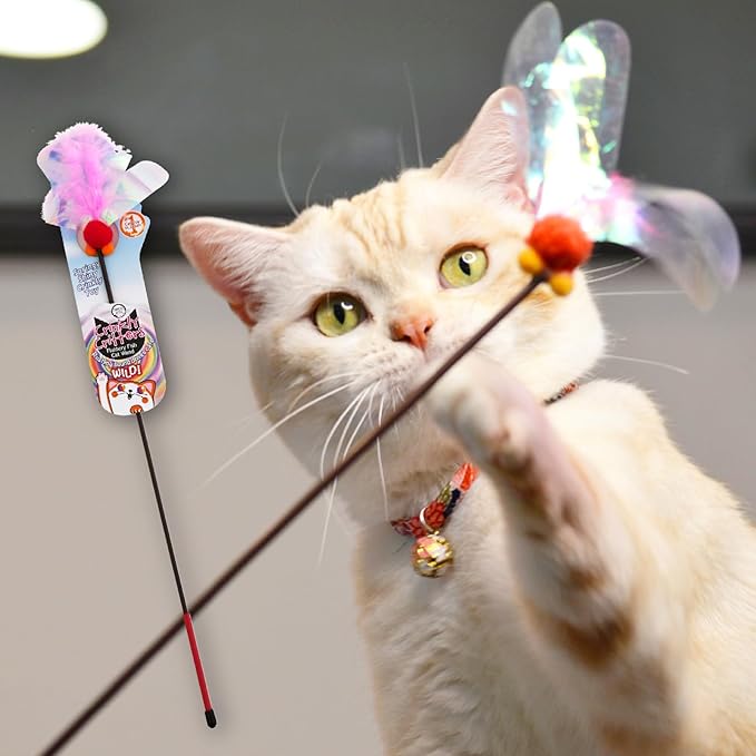NECOICHI Crinkly Critters Fluttery Fish Cat Wand No.1 Selling Cat Toy in Japan