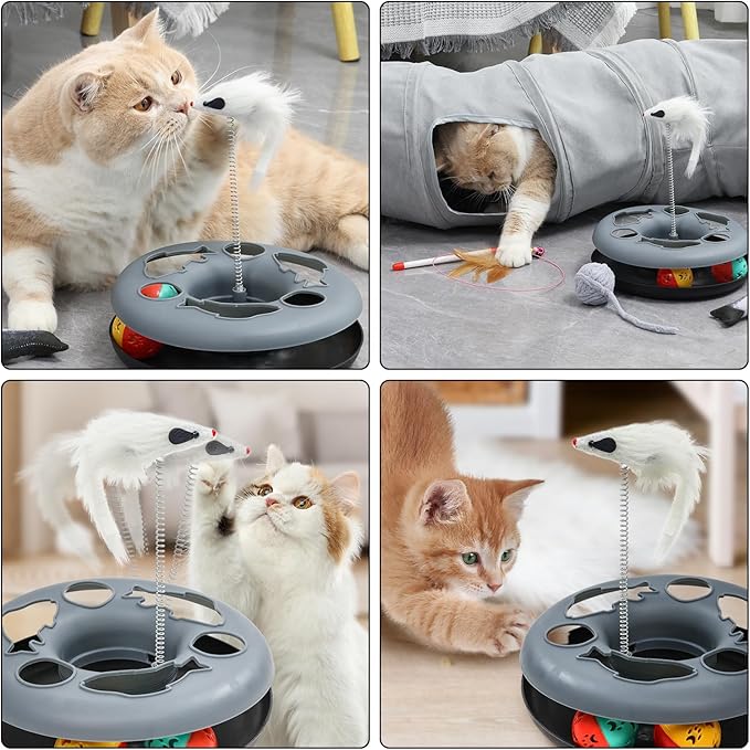 Cat Tunnel, Indoor Cat Toy, Roller Track Cat Toy, Collapsible S-Shaped Play Tube, 10.5 Inch Diameter Maze Cats House for Cats, Puppies, Rabbits, Ferrets Set