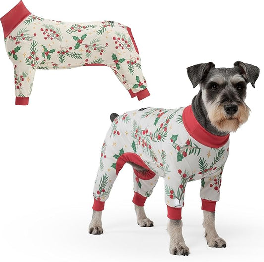 Spark Paws Dog Christmas Pajama, Dog Recovery Suit Male, Onesie, Ultra-Soft and 4-Way Stretch, for Small Medium and Large Breeds - Mistletoe - M