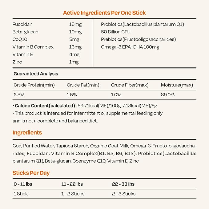 Easy Care Immunity Supplement for Cats, All-in-One Immune Support & Gut Health with Multivitamins, 30 Sticks