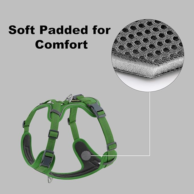 Plutus Pet No Pull Dog Harness, Release at Neck, Soft Padded, Reflective Adjustable Dog Vest Harness for Small, Medium, Large Dogs(Green, XS)