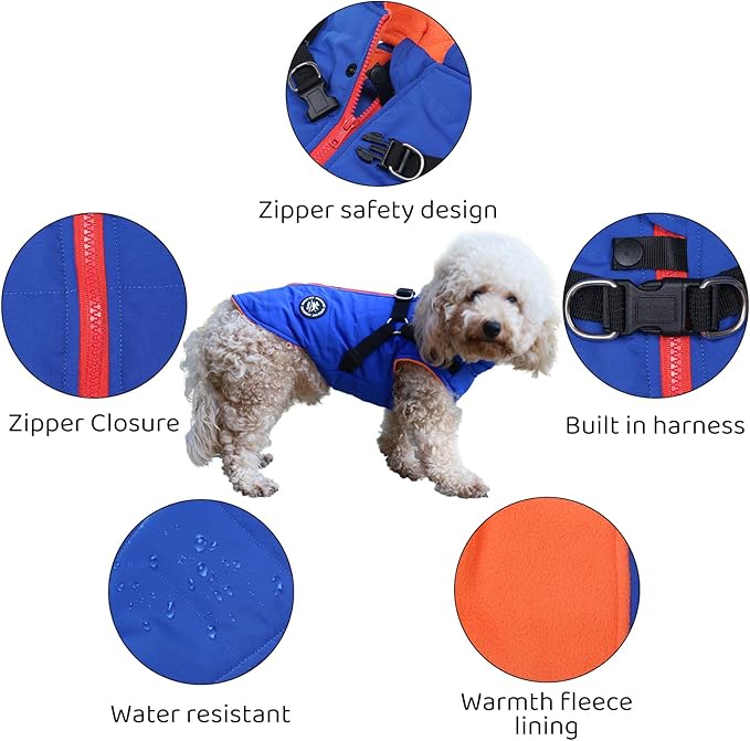 Norbi Dog Coat Winter Coat with Harness Built in, Dog Jacket Adjustable Warm Coats for XL size Dogs,Cold Weather Coats