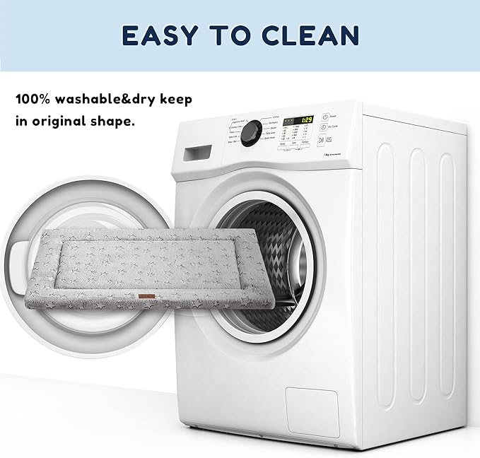 WESTERN HOME Dog Bed for Crate, High Resilience Foam Dog Crate Mat Kennel Pad with Soft Wavy Plush Comfortable Anti-Slip Washable Bed for Large Medium Small Dogs & Cats