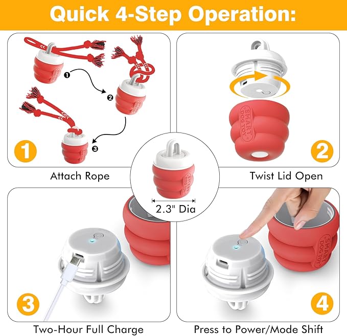 Interactive Dog Toys for Boredom- Rechargeable Electric Dog Balls, Dog Toys to Keep Them Busy, Automatic Moving Dog Products, Interactive Puppy Dog Toys Ball (Crimson)