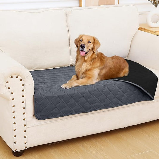 Smiry Waterproof Dog Blanket, Reversible Dog Bed Cover Pet Blanket, Soft Pet Couch Covers for Sofa Washable, Bed Couch Sofa Furniture Protector for Puppy Cat Kids (30"x53", Dark Grey/Black)