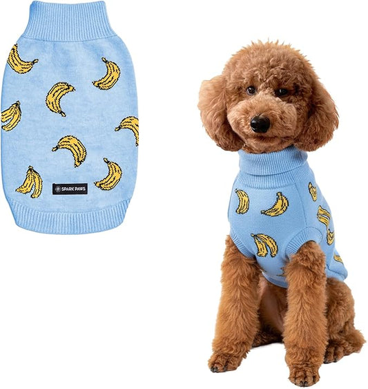 Spark Paws Knit Dog Sweater – Ultra Soft Warm Winter Dog Sweater for Small, Medium & Large Dogs – Stretch Fit Pet Sweater for French Bulldog, Pitbull, Girl & Boy Dogs Jacket, (Banana,2XL)