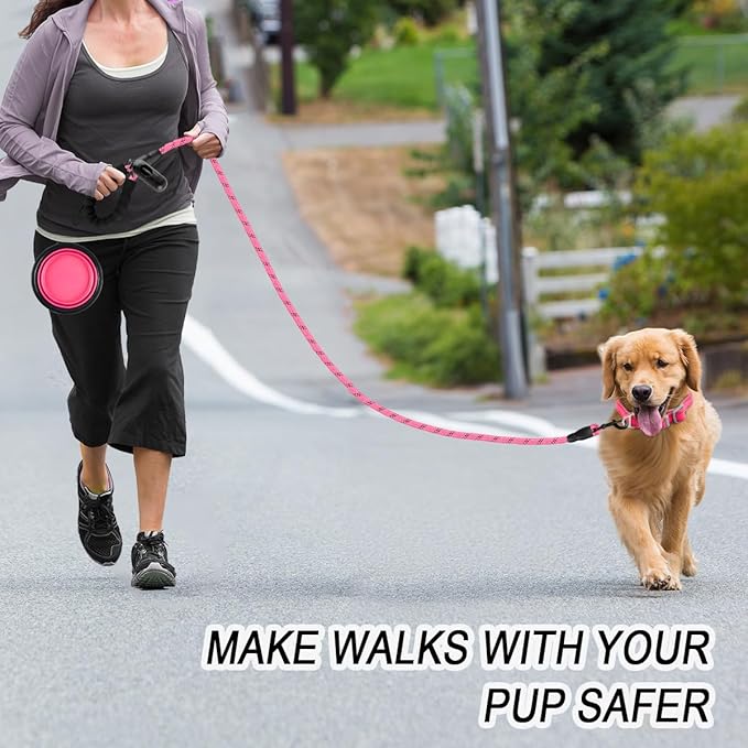 BARKBAY Dog Leashes for Large Dogs Heavy Duty Dog Leash 4/5/6 FT with Comfortable Padded Handle and Highly Reflective Threads for Medium Large Dogs Walking Training Running (6FT-1/2'',Pink)