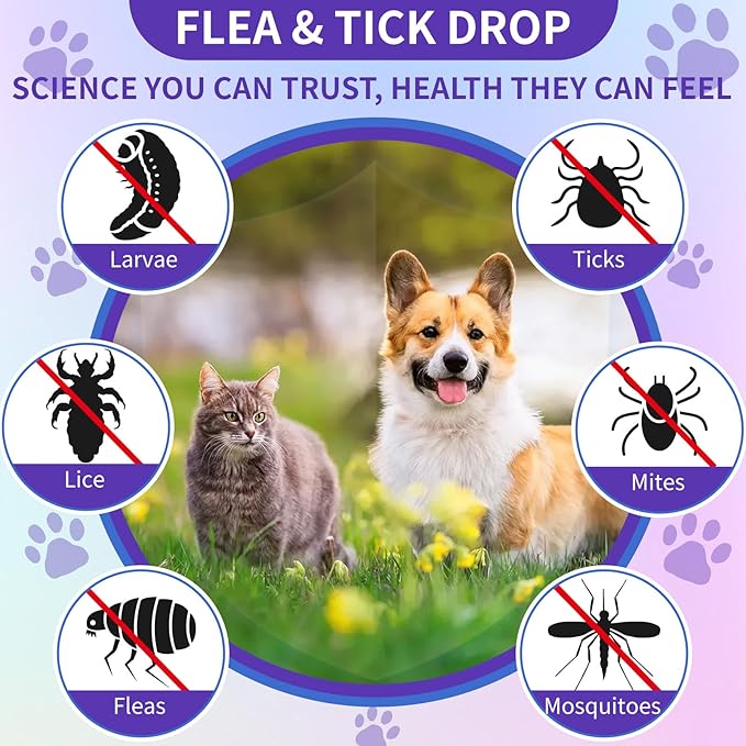 Flea and Tick Support for Dogs and Cats Natural Flea Treatment Drops with Multivitamin for Pets Oral Flea & Tick Prevention for Dogs and Cats Flea Herbal Drops for All Breeds and Ages