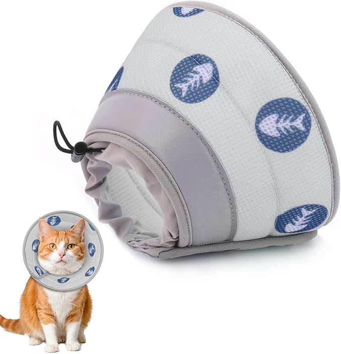 Cat Cone Collar Soft Elizabethan Collar for Surgery Recovery - Adjustable for Small and Large Cats Kittens to Stop Licking