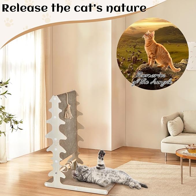 Monday To Sunday® Cat Scratch Pad, CardboardL Shape Vertical CatScratchers for Indoor Cats, Scraching Cardboard Large Size, Indoor Cat Post(Fishbone)
