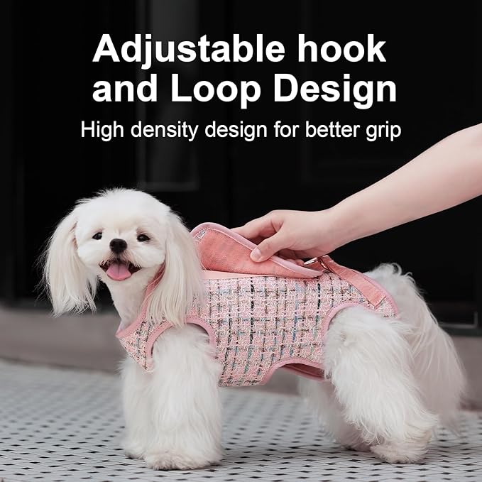 Dog Lift Harness Dog Carrier Dog VES Harness Adjustable Dog Leash with Small Puppy Treat Bag（Pink,M）