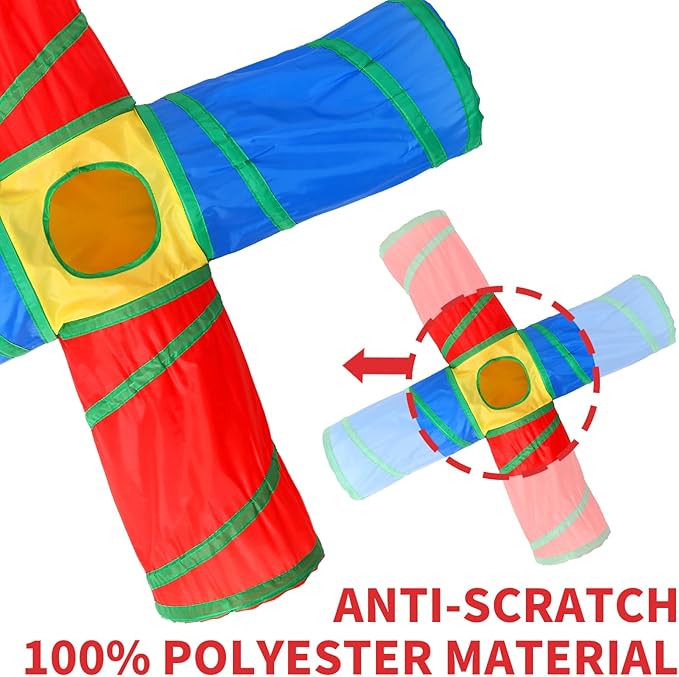 ‌Coolcandy Cat Tunnel & Interactive Cat Toy Indoor, 4 Way Tunnel Toys for Indoor Cats, Collapsible Interactive Peekaboo Cave with Play Ball, for Multi-Way Play & Small Animals