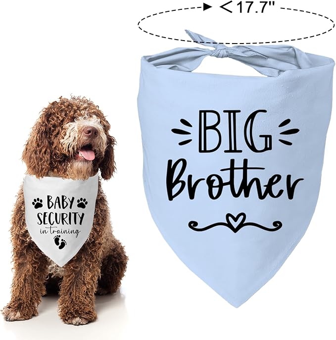 Big Sister&Baby Security in Training Dog Bandana, Dog Bandanas for Dogs Pet Accessories for Dogs Lovers Pregnancy Reveal Ideas, Soft Triangle Scarf for Small Medium Large Dogs (Big Brother Blue)