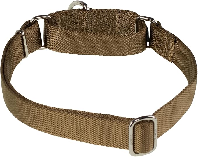 Hyhug Pets Premium Upgraded Heavy Duty Nylon Anti-Escape Martingale Collar for Boy and Girl Dogs Comfy and Safe - Professional Training, Daily Use Walking. (Army Yellow, Small)