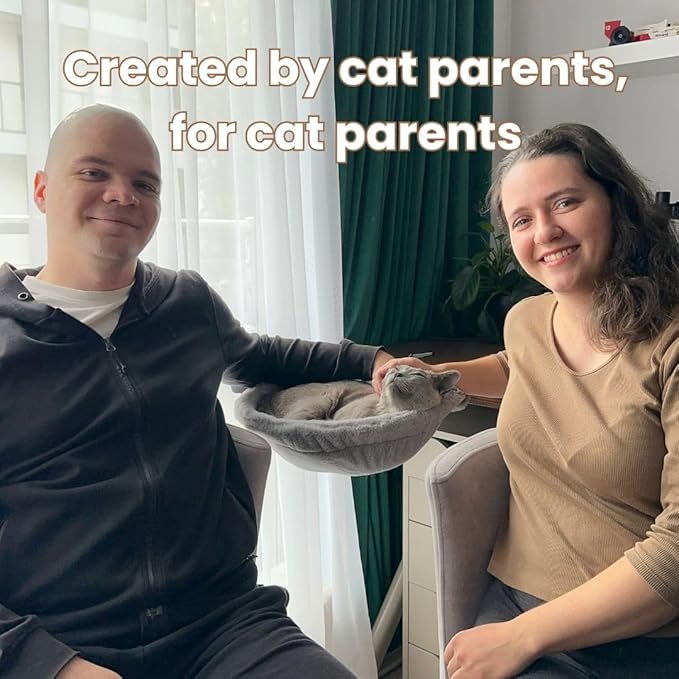 Cat Desk Bed - Stable and Sturdy, Rotating Cat Hammock, Desk Perch with 2 Washable Covers, Non-Slip Clamp - Safe, Space-Saving Cat's Furniture for Remote Workers, Gamers, Holds Up to 40lbs