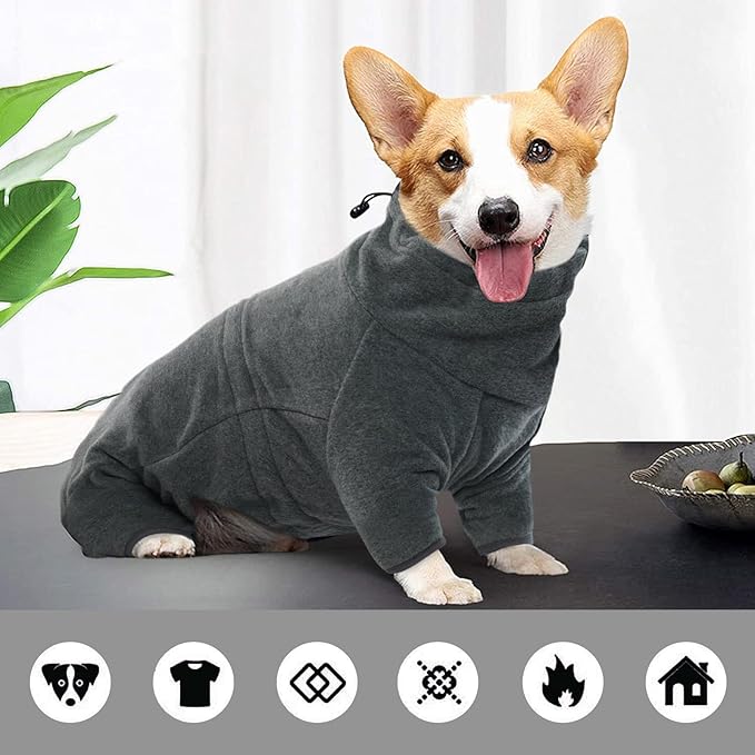ROZKITCH Dog Warm Pajamas, Pet Windproof Warm Cold Weather Jacket Vest Cozy Jumpsuit Apparel Outfit Clothes for Small Medium Large Dog Walking Hiking Sleep Grey S