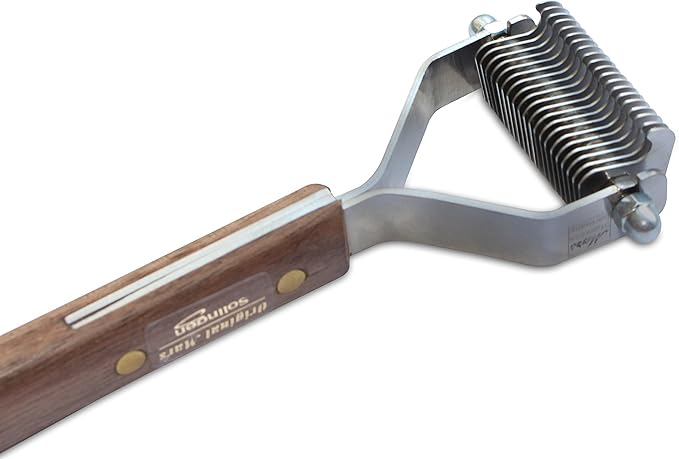Mars Coat King Blunt Dematting Undercoat Grooming Rake Stripper Tool for Dogs and Cats, Stainless Steel with Wooden Handle, Made in Germany, 20-Blade