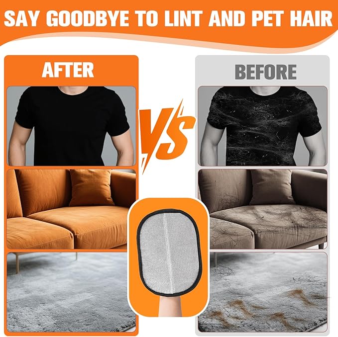 Pet Hair Removal Glove for Cats & Dogs, Newly Upgraded Electrostatic Pet Hair Gloves, 2 Pack Reusable Pet Hair Remover Tool for Laundry, Couch, Carpet, Car Seat