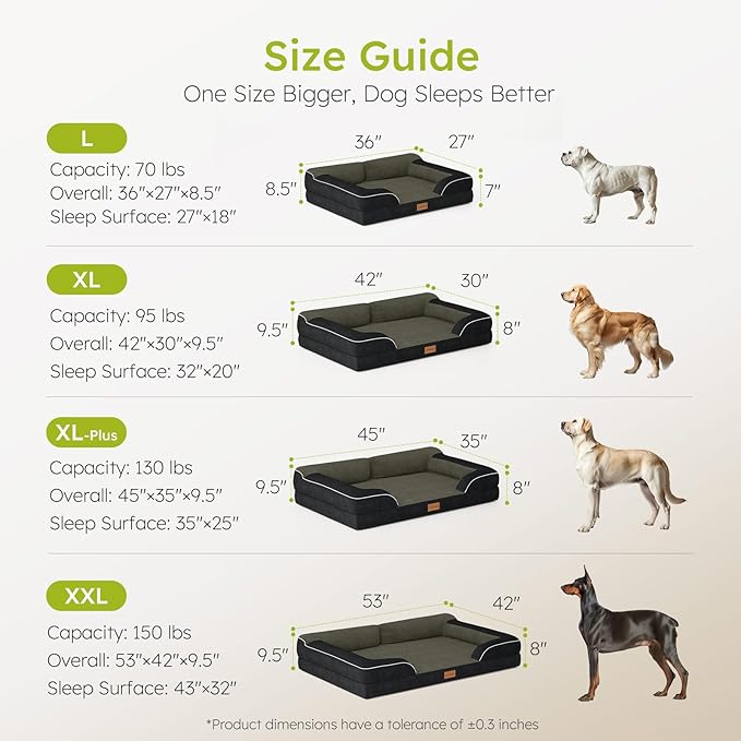 XXL Dog Bed for Extra Large Dogs, Giant Orthopedic Dog Bed with Cooling Gel Memory Foam, Waterproof Pet Bed with Removable Washable Cover, 53" Pet Sofa Bed Dutch Velvet with Bone Toy, Black