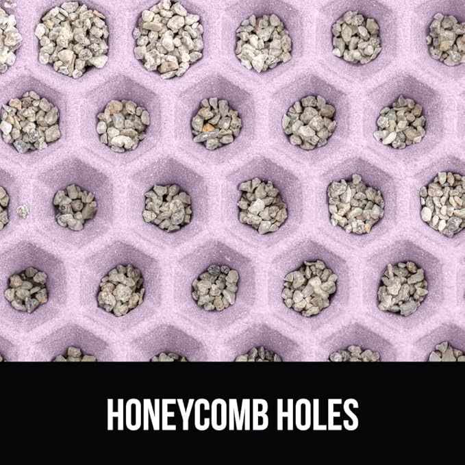 GORILLA GRIP Honeycomb Cat Litter Box Mat, 35x24 Two Layer Trapping Waste Mats, Soft On Paws, Litter Box Supplies and Essentials for Indoor Cats, Traps Excess, Water Resistant for Floors, Purple