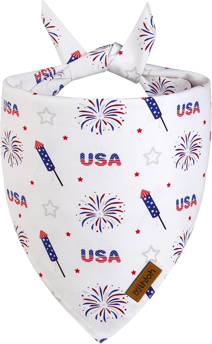 4th of July Dog Bandanas - 2 Pack Reversible American Flag Pet Scarf for Boy and Girl | Premium Durable Fabric | USA Patriotic Bandana for Small Medium Large and Extra Large Dogs (X-Large)