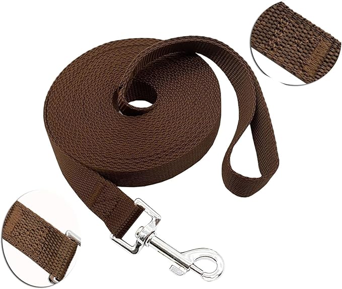 Nylon Training Dog Leash for Small Medium Large Dogs, 15ft 20ft 30ft 50ft 100ft Long Leash Dog/Puppy Lead for Obedience Recall Training, Camping