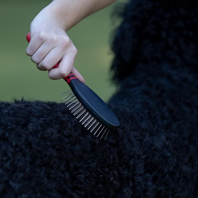 Jeffers Pet Single Sided Pin Brush - Grooming Tool for Dogs, Cats, Small Animals, Pin Brush for Detangling & Nylon Bristles for Smooth Finish, Ergonomic Handle, Perfect for Medium to Long Coats