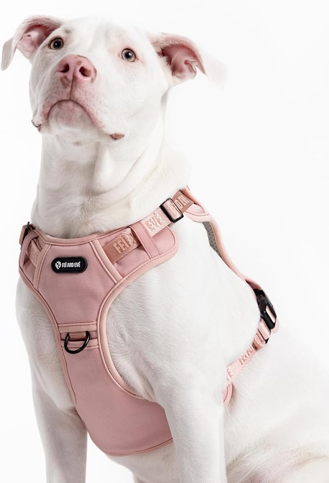 2025 New Edition, Fei & Eve Classic Dog Harness - Quick-Release Buckles | 3-Point No-Pull Control | Heavy-Duty 900D Nylon | Dual Safety Handles | Breathable Mesh | Adjustable Fit | Medium,Pink