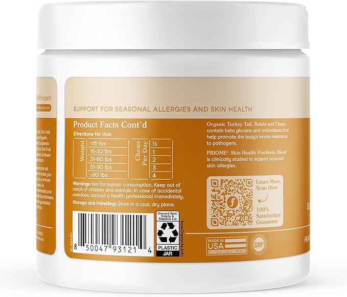 Fera Pets Dog Allergy Chews – Allergy Relief & Itching Skin Relief – Immune & Gut Support with Organic Mushrooms, Postbiotics & Colostrum – Promotes Skin Health – 90 Soft Chews