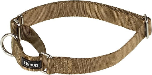 Hyhug Pets Premium Upgraded Heavy Duty Nylon Anti-Escape Martingale Collar for Boy and Girl Dogs Comfy and Safe - Professional Training, Daily Use Walking. (Army Yellow, Small)