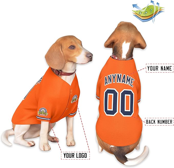 Custom Dog Baseball Jersey with Name Number Logo for Small Pet Dogs-Personalized Dog Shirts