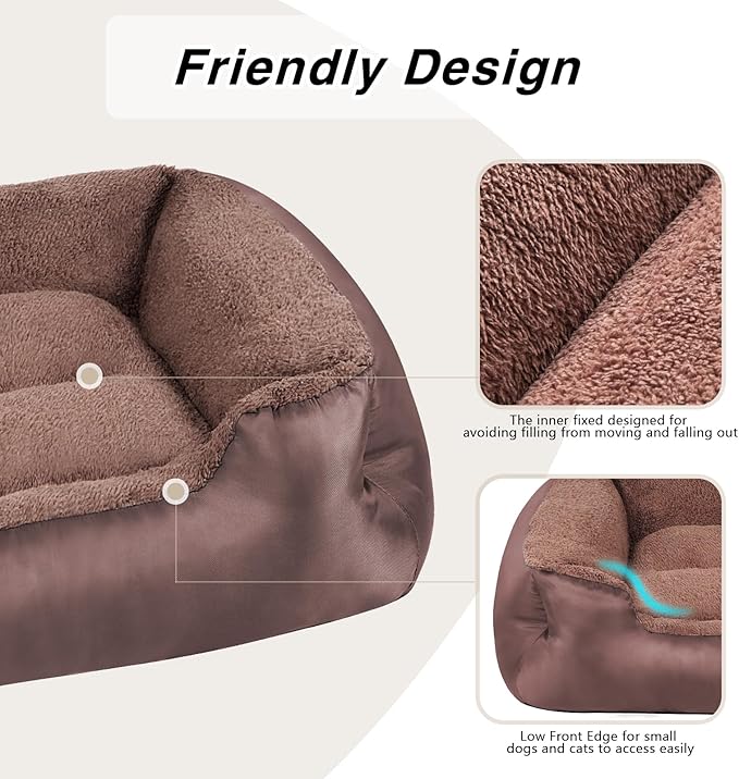 Orthopedic Dog Bed Medium Size Dogs, Washable Calming Dog Sofa Bed, Rectangle Comfort Pet Bed for Medium Dogs, Non-Slip Bottom, Brown