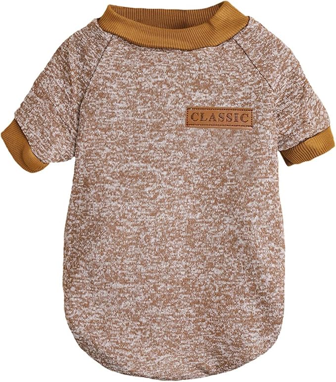 Jecikelon Dog Clothes Dogs Sweater Soft Puppies Clothing Winter Puppy Sweaters Warm Outfit for Dogs Small XXS XS Cat Apparel (Khaki, M)