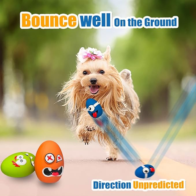 Squeaky Dog Toys for Small Dogs, Mini Dogs, Soft Latex Dog Squeaky Toys, Smile Squeaky Dog Balls, Egg Dog Toys Balls 6pcs