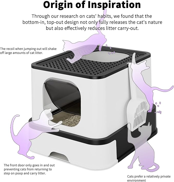 RIZZARI Stainless Steel Cat Litter Box: Large Leak-Proof Odor-Free Design - XL Size Black - for Indoor Cats Pet Owners Solution