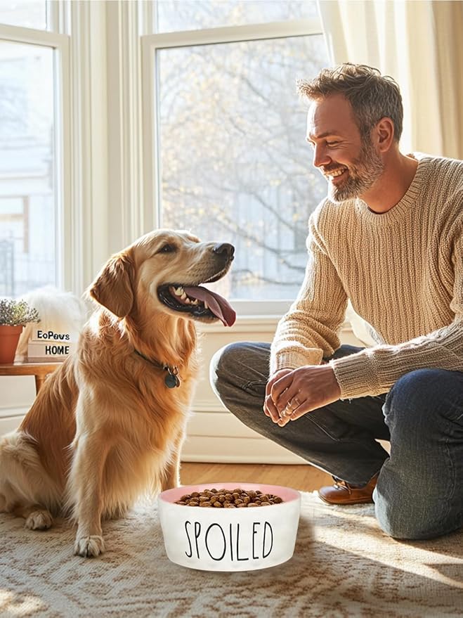 70OZ Ceramic Dog Bowl - 8'' Extra Large Food Water, Heavy Duty Non-Slip Dog Dish for Medium and Large Dogs, Food Grade Porcelain Pet Feeder Bowl, Microwave & Dishwasher Safe, Pink