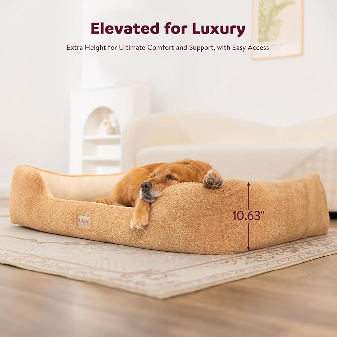 Cooling Orthopedic Large Dog Bed – Memory Foam Comfort for Big Dogs. Large Pet Couch w/Pillow, Non-Slip Bottom & Durable Zipper. Chew Proof Dog Crate Pad w/Indestructible, Waterproof & Washable Cover