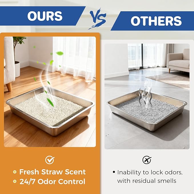 Natural Cat Litter Clumping Cat Litter,18 Pounds Mixed Straw Kitty Litter Lightweight Litter,Dust Free and Low Tracking Litter Odor Control Unscented