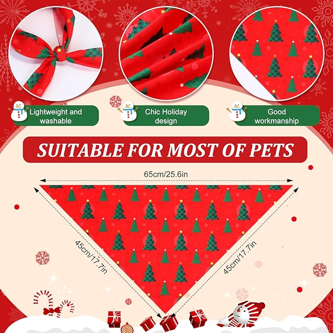 Preboun 200 Pcs Christmas Dog Bandanas Bulk Xmas Red and Green Bandanas for Dogs Triangle Kerchief Bibs Scarf Set for Pet Christmas Costume Photo Props Accessories Pet Shops, 25 Styles