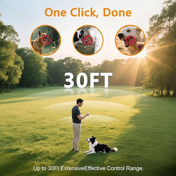 Anti Barking Devices - 30FT Effective Range, 3 Adjustable Modes, 2025 Upgrated Rechargeable Ultrasonic Dog Bark Deterrent - Suitable for All Large & Small Dogs