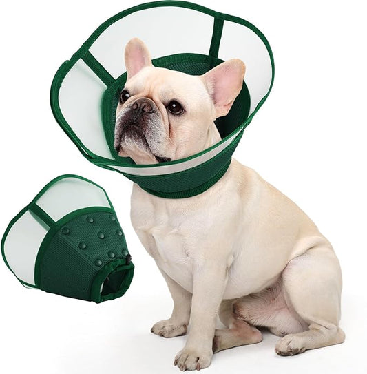 Allroaring Dog Cone, Soft Dog Cones for Small Dogs, Adjustable Doggie Cone Collar to Stop Licking, Professional Pet Recovery Cones E-Collar for Dogs Aftert Surgery Wound Healing, Green S