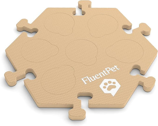 FluentPet HexTile - Medium Beige | Accessory Dog and Cat Button Learning Kits | Can Hold Up to 6 Buttons | Soft, Durable, and Non-Slip | Gift for Pet Lovers | Comes in 12 Colors