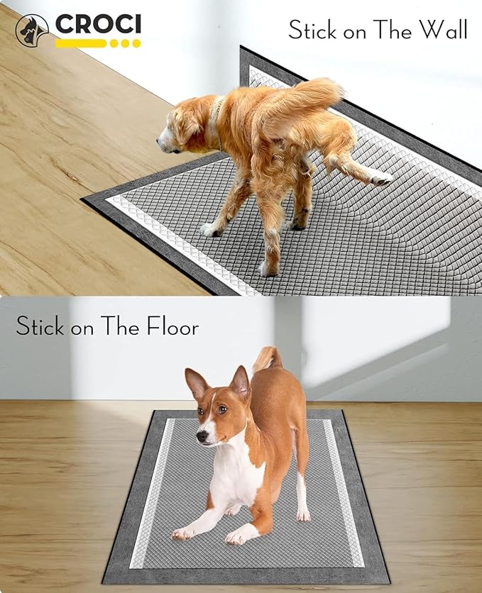 CROCI Potty Pads for Dogs XXL 30x36in, Charcoal Pet Pee Pads Odor-Control & Super Absorbent Up to 10 Cups, 6-Layer Quick Dry & Leak-Proof with Adhesive Tabs, Disposable (40 Counts)