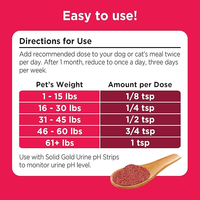 Solid Gold Cat & Dog Vitamins for UTI - Powdered Cranberry Supplement for Dogs & Cats - Urinary Tract, Bladder & Kidney Support for Dogs & Cats - Cat & Dog UTI Over the Counter Supplement Powder-3.5oz
