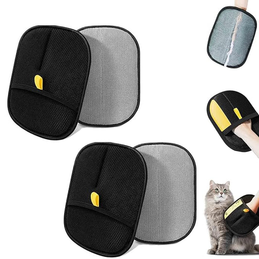 Electrostatic Pet Hair Removal Gloves, Static Removal Gloves for Pet Hair, Double-Sided Reusable Cat & Dog Electrostatic Gloves for Couch, Clothing, Carpet, Car Seat (Black, 2PCS)