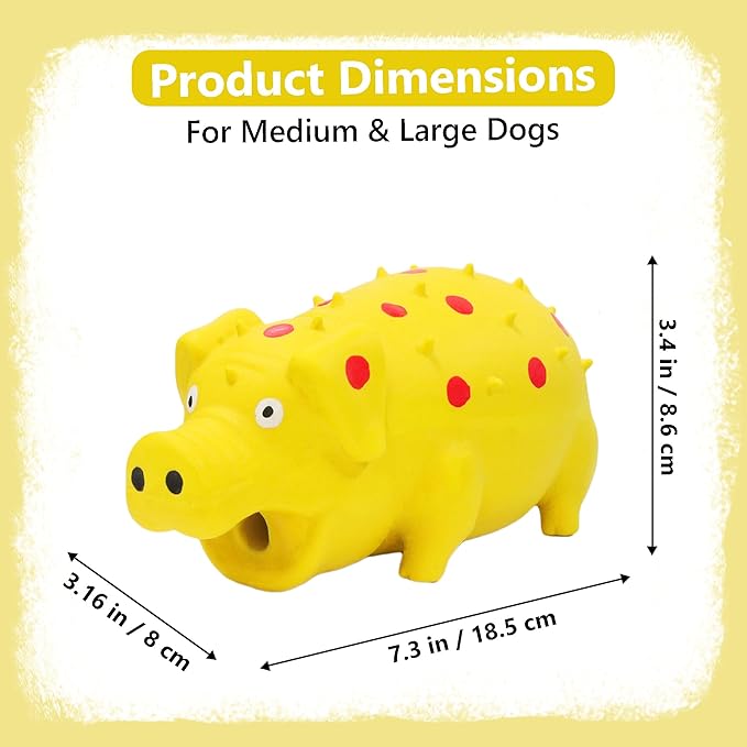 Squeaky Pig Dog Toy That Oinks, Latex Pig 7.3 in Grunting Dog Toys, Durable Dog Chewing Toys for Small Medium Large Dogs(Yellow, 1 Pcs)